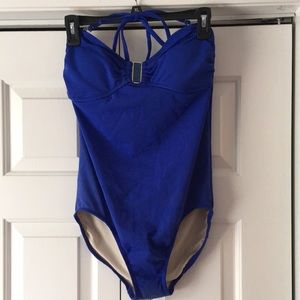 Royal blue one piece modest swimsuit